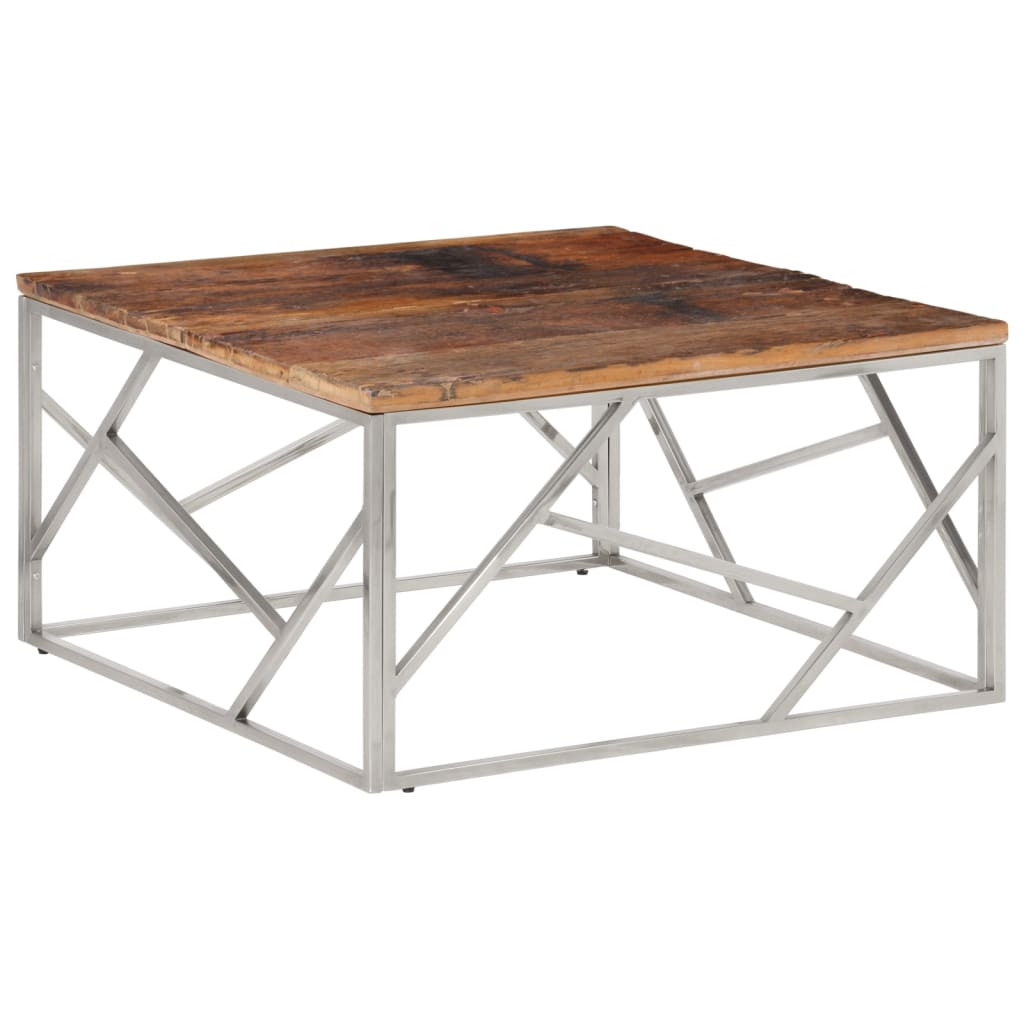 vidaXL Salontafel roestvrijstaal en gehard glas zilverkleurig