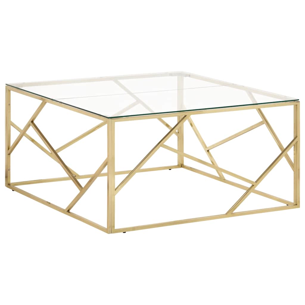 vidaXL Coffee table stainless steel and tempered glass golden