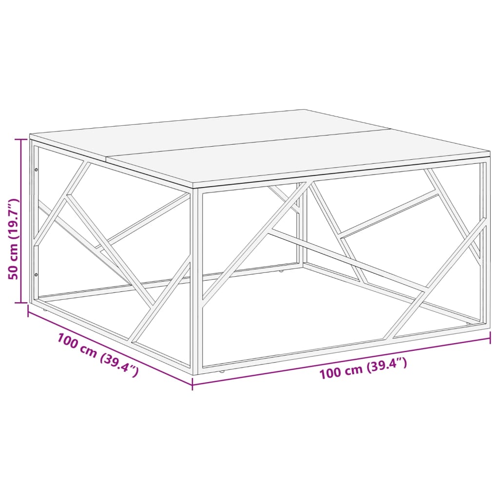 vidaXL Coffee table stainless steel and tempered glass golden