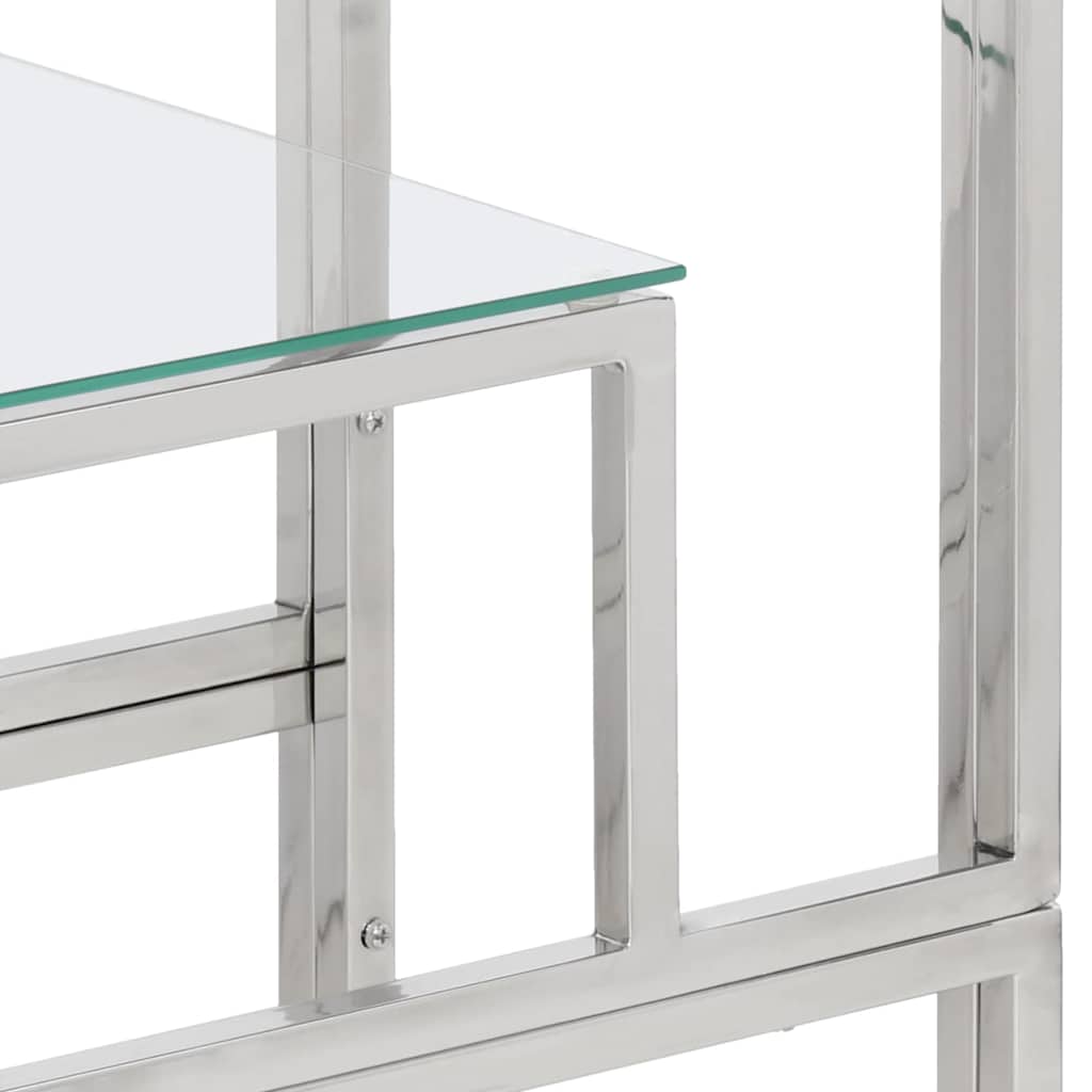 vidaXL Wandtafel roestvrijstaal en gehard glas zilverkleurig