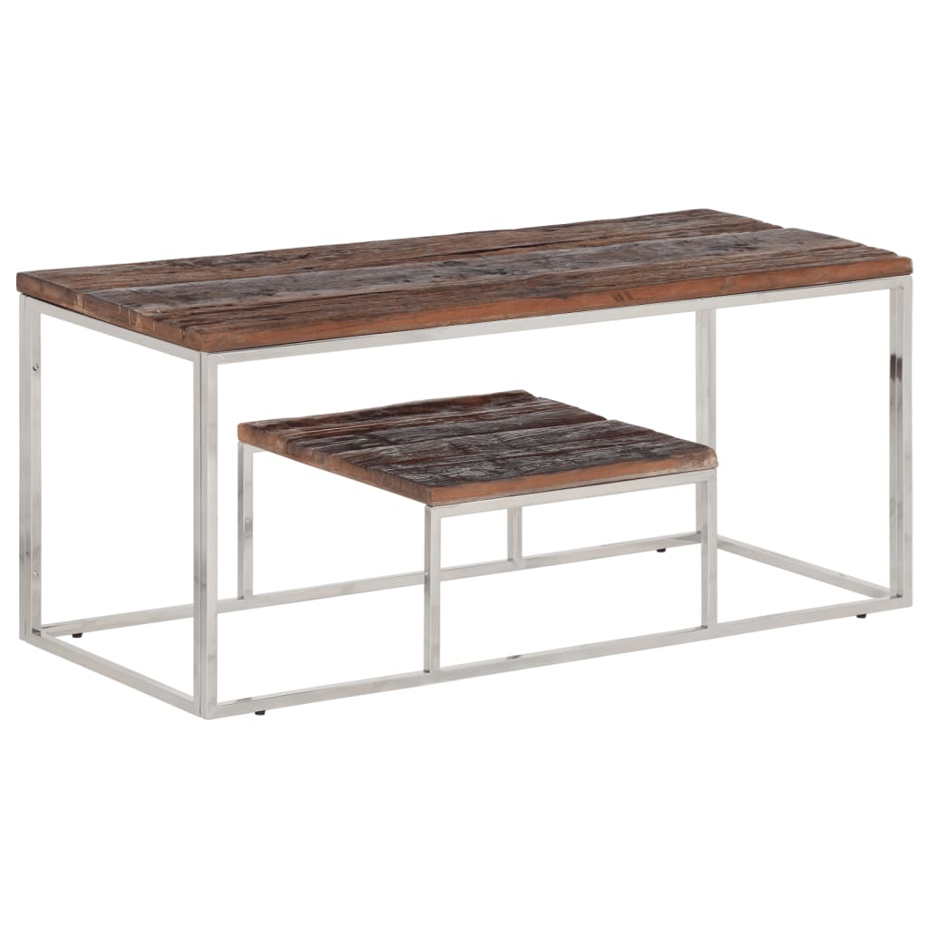 vidaXL Salontafel roestvrijstaal en gehard glas zilverkleurig