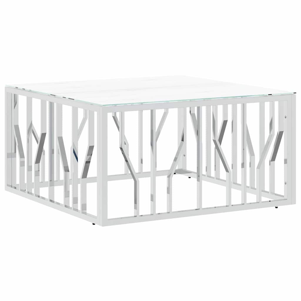 vidaXL Salontafel 80x80x40 cm roestvrij staal en glas