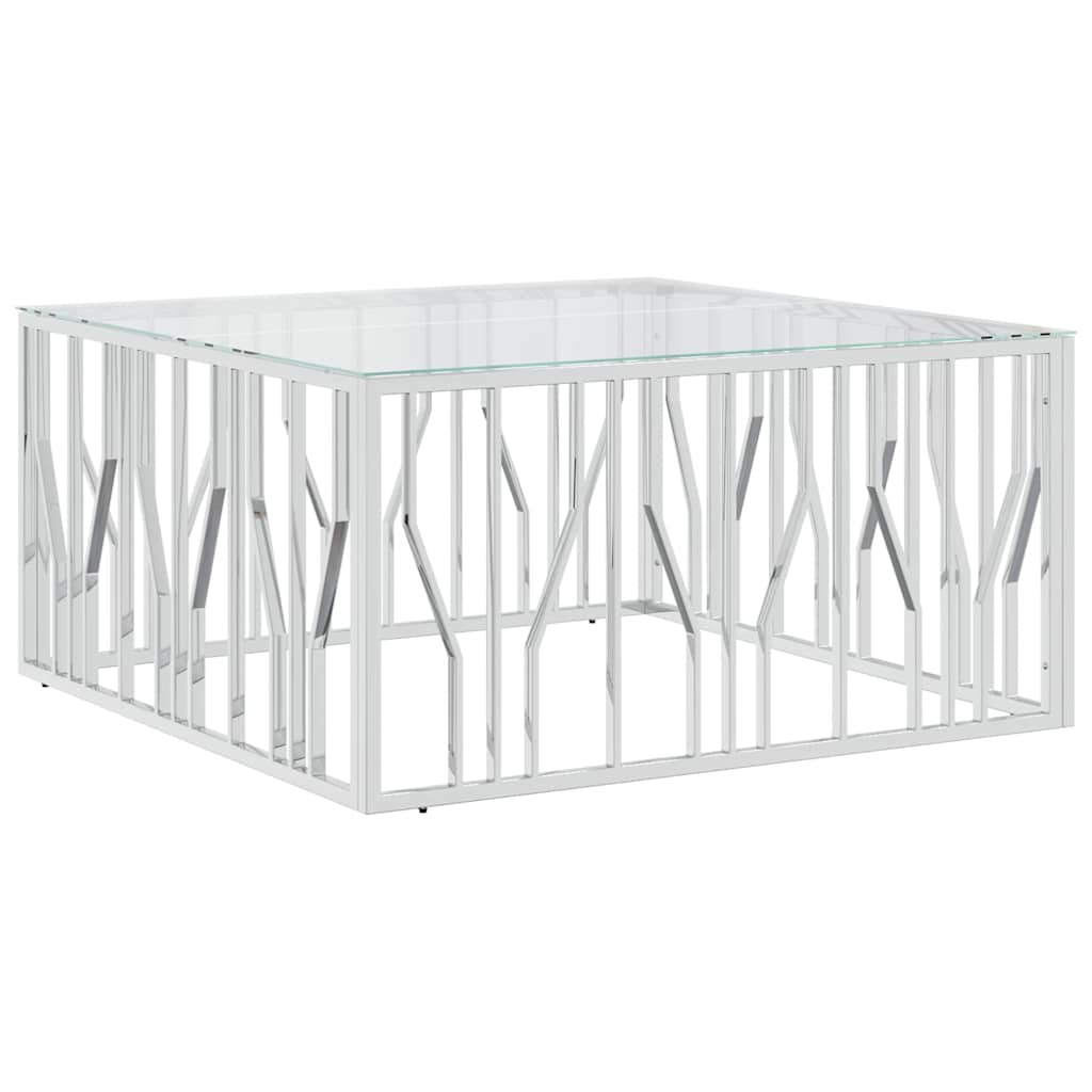 vidaXL Salontafel 100x100x50 cm roestvrij staal en glas