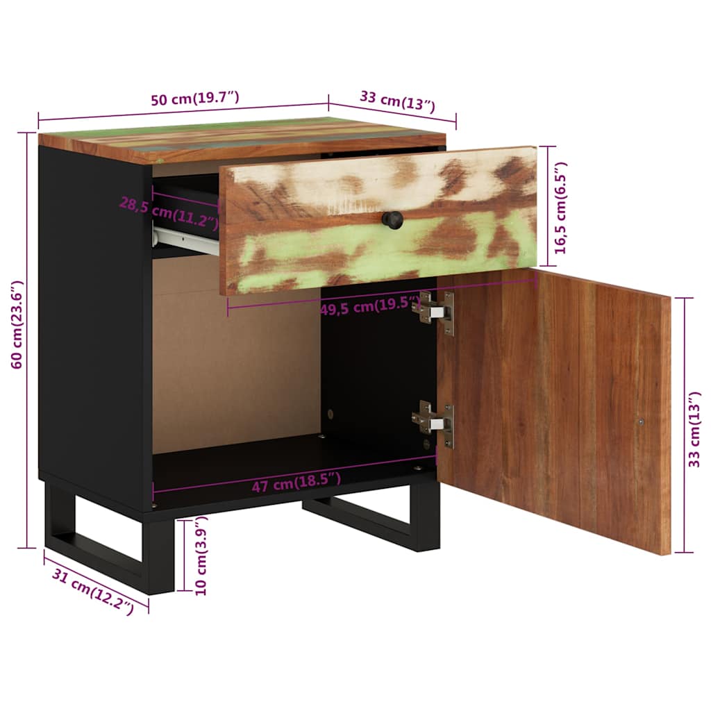 vidaXL Nightstands 50x33x60 cm Solid Mango Wood and Engineered Wood