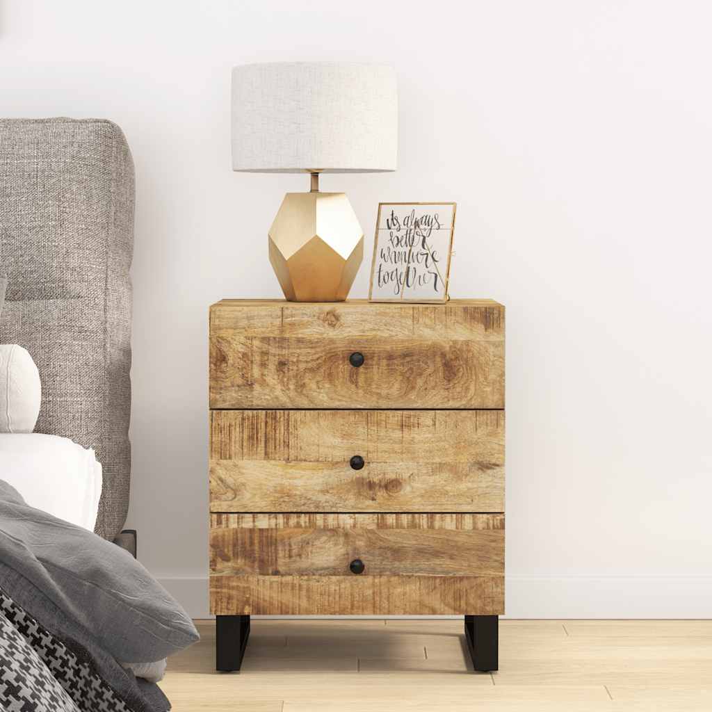 vidaXL Bedside Cabinet 50x33x62 cm Solid Mango Wood and Engineered Wood