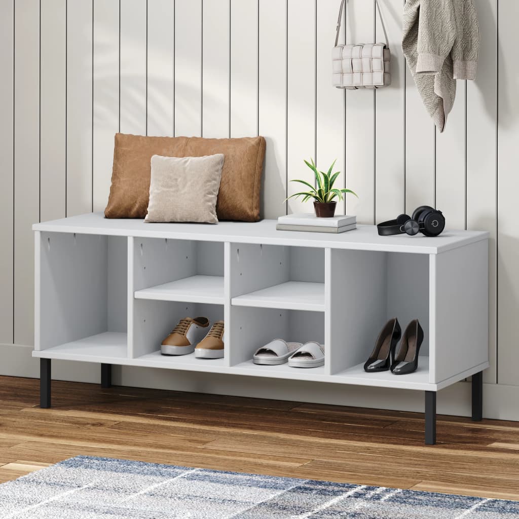 vidaXL Shoe Rack with Metal Legs OSLO 106x35x45cm Pine Wood Brown