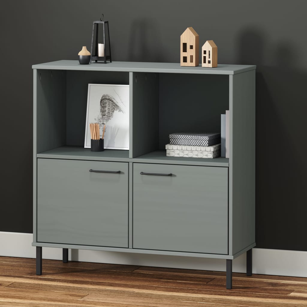 vidaXL Boekenkast met metalen poten OSLO 90x35x90,5 cm hout bruin
