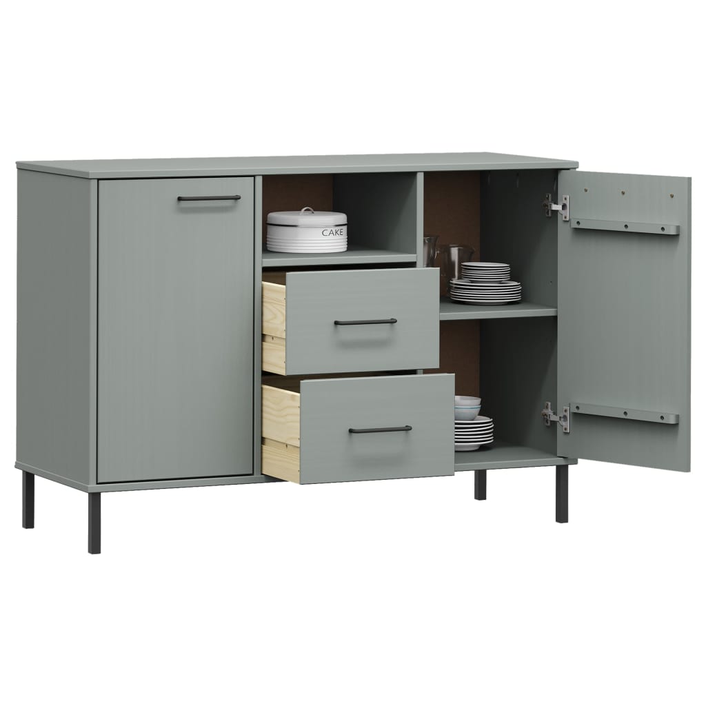 vidaXL Dressoir met metalen poten OSLO 113x40x77 cm grenenhout bruin