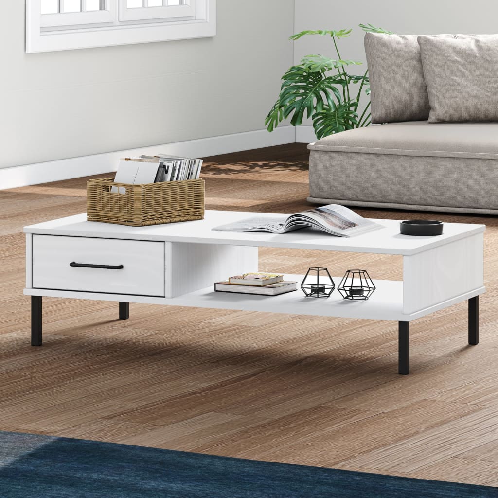 vidaXL Salontafel met metalen poten OSLO massief grenenhout bruin