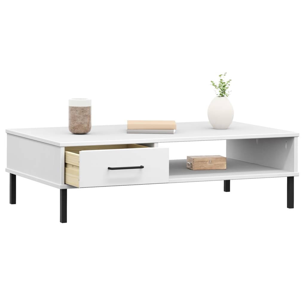vidaXL Salontafel met metalen poten OSLO massief grenenhout bruin
