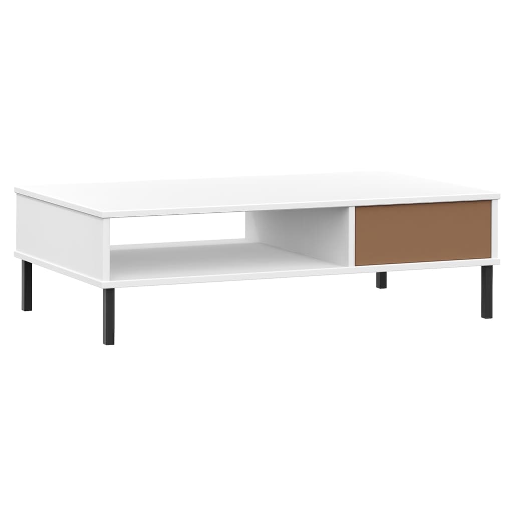 vidaXL Salontafel met metalen poten OSLO massief grenenhout bruin