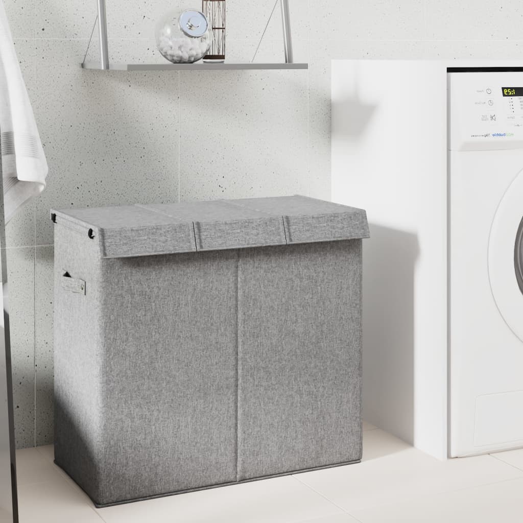 vidaXL Foldable Laundry Basket 26x34.5x59.5 cm Fabric Grey