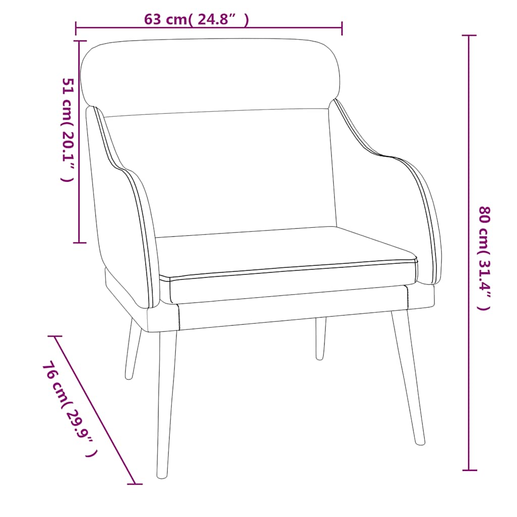 vidaXL Fauteuil 63x76x80 cm fluweel lichtgrijs