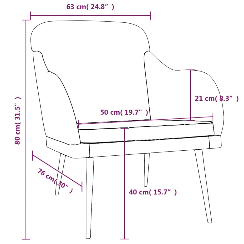 vidaXL Fauteuil 63x76x80 cm fluweel lichtgrijs