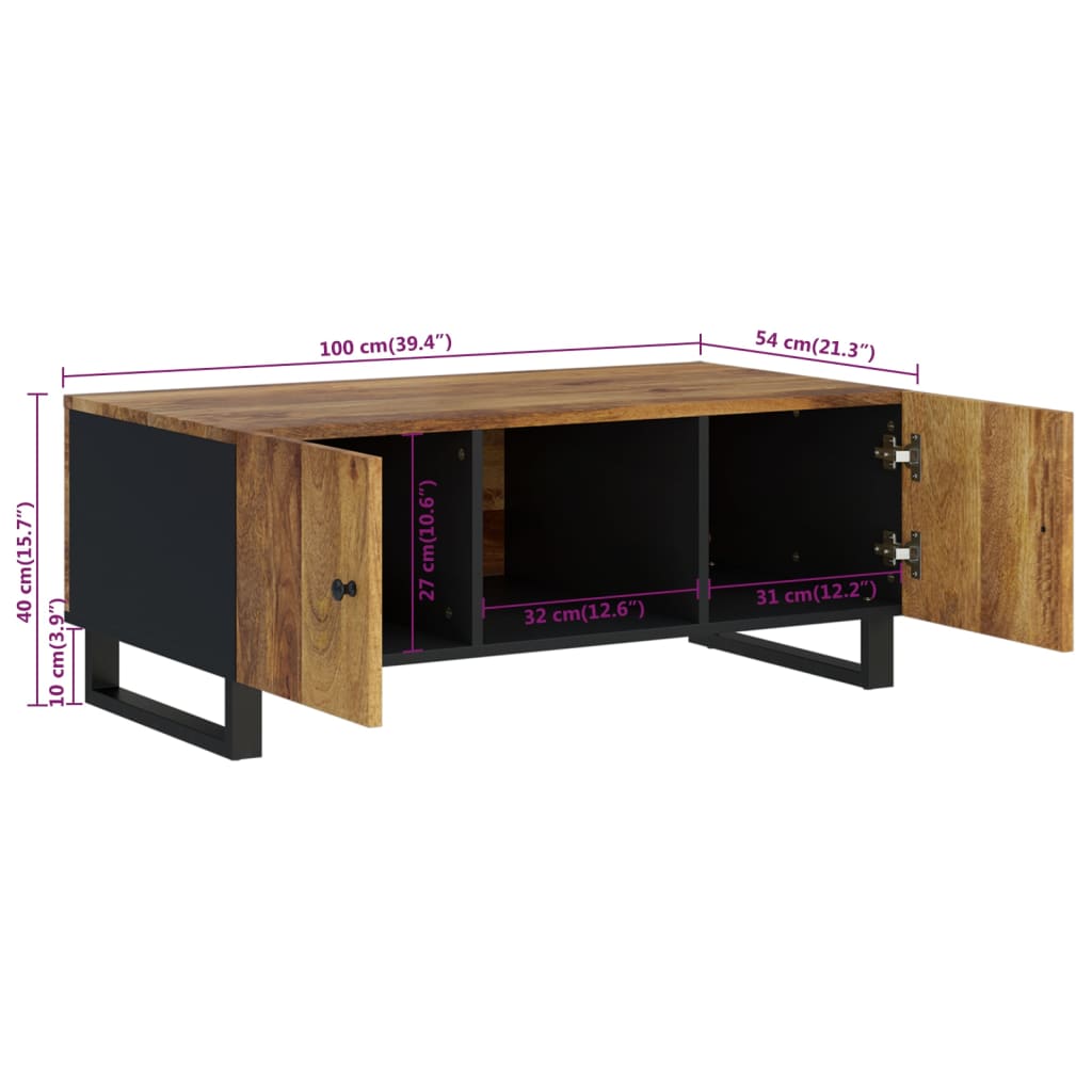 vidaXL Coffee Table 100x54x40 cm Solid Mango Wood and Engineered Wood