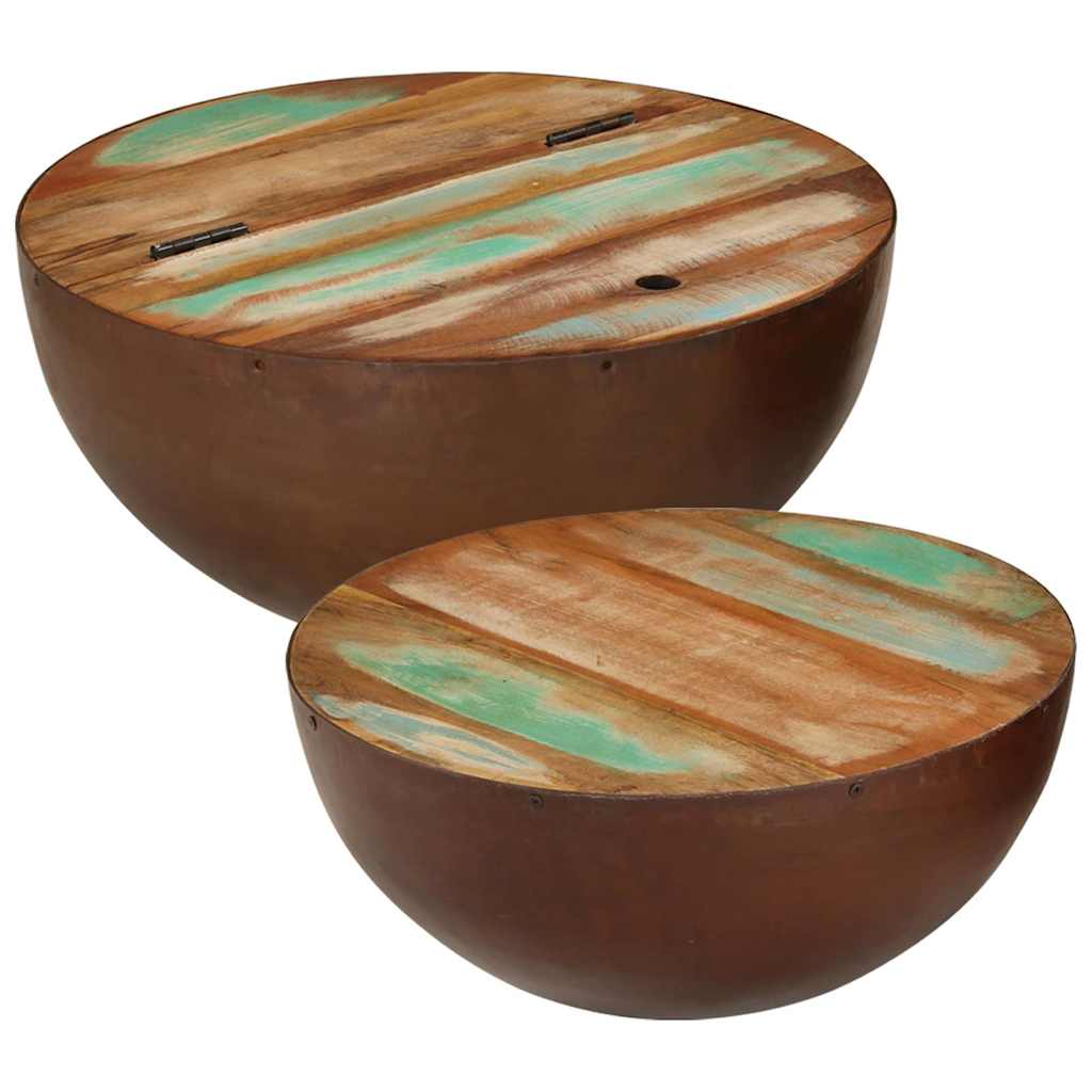 vidaXL Coffee Table Bowl Shaped with Steel Frame Recycled Wood