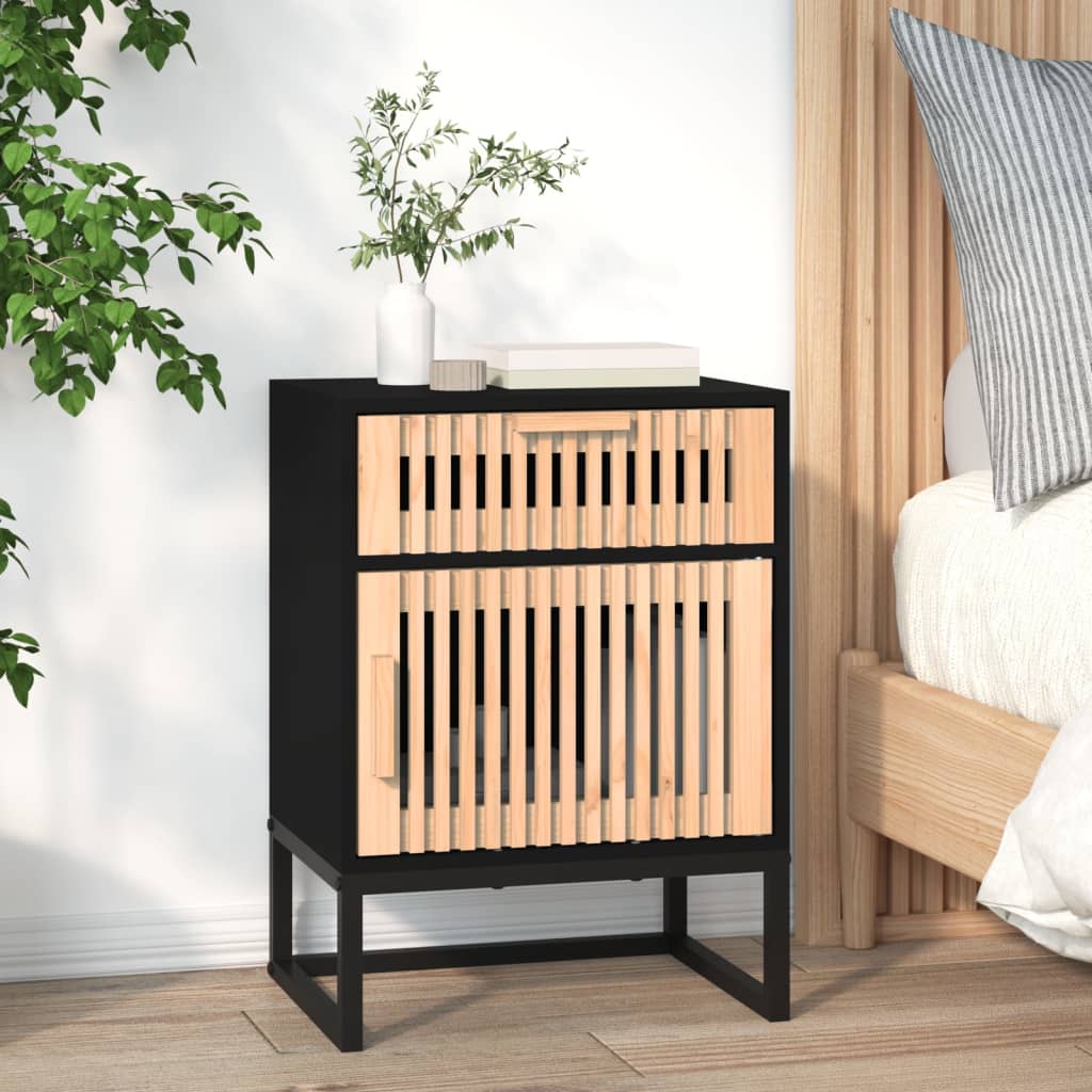 vidaXL Nachtkastje 40x30x55,5 cm bewerkt hout en ijzer wit