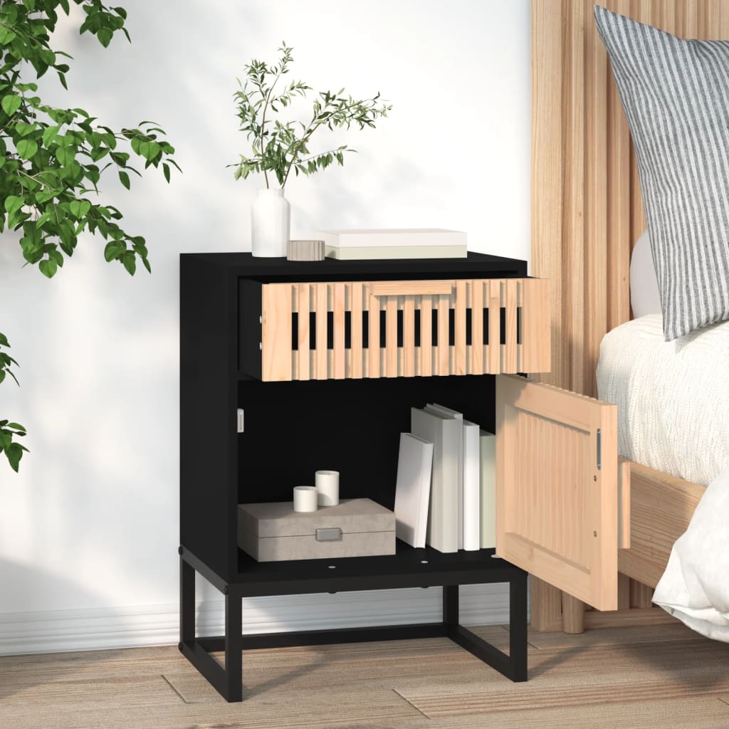 vidaXL Nachtkastje 40x30x55,5 cm bewerkt hout en ijzer wit