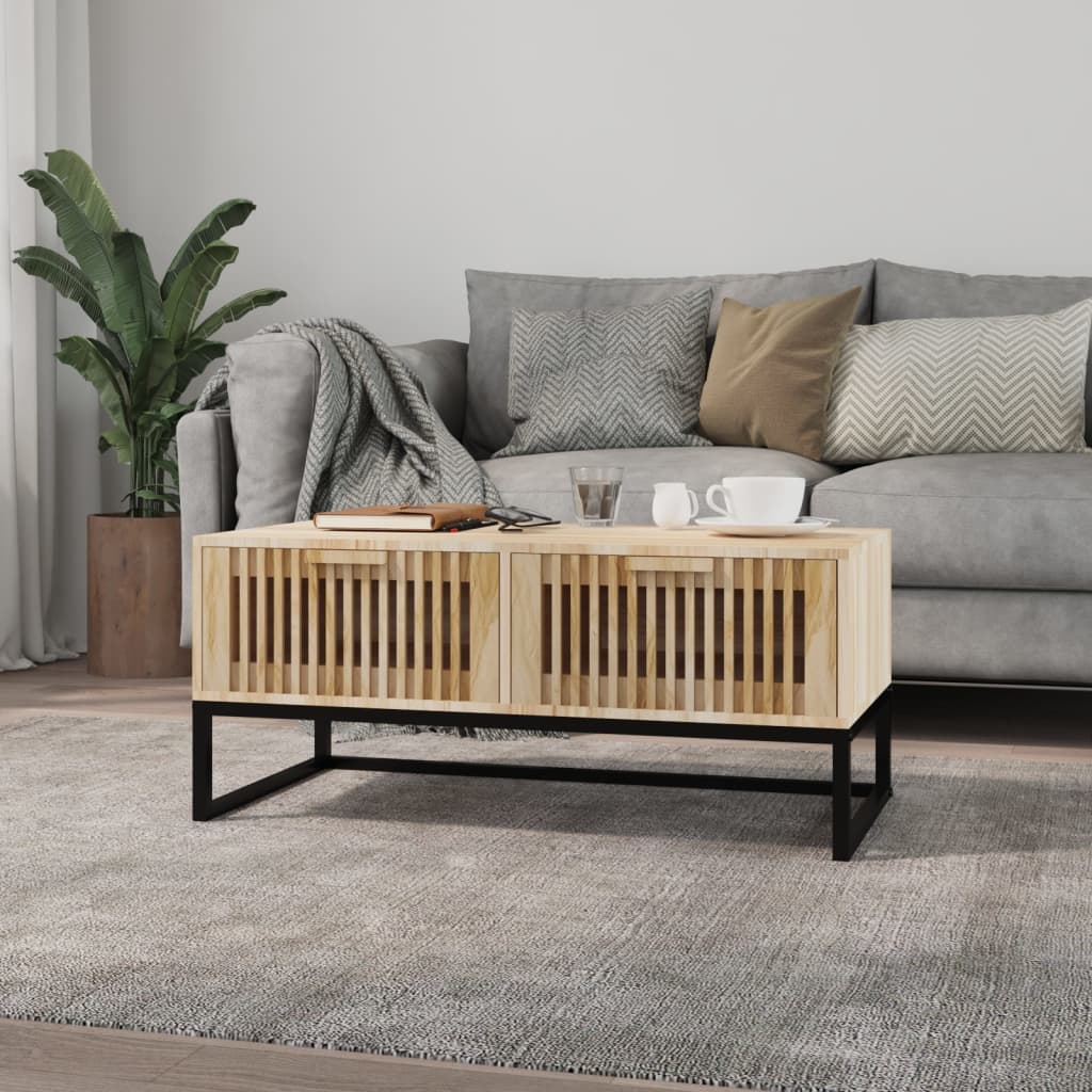 vidaXL Salontafel 80x40x35 cm bewerkt hout en ijzer wit