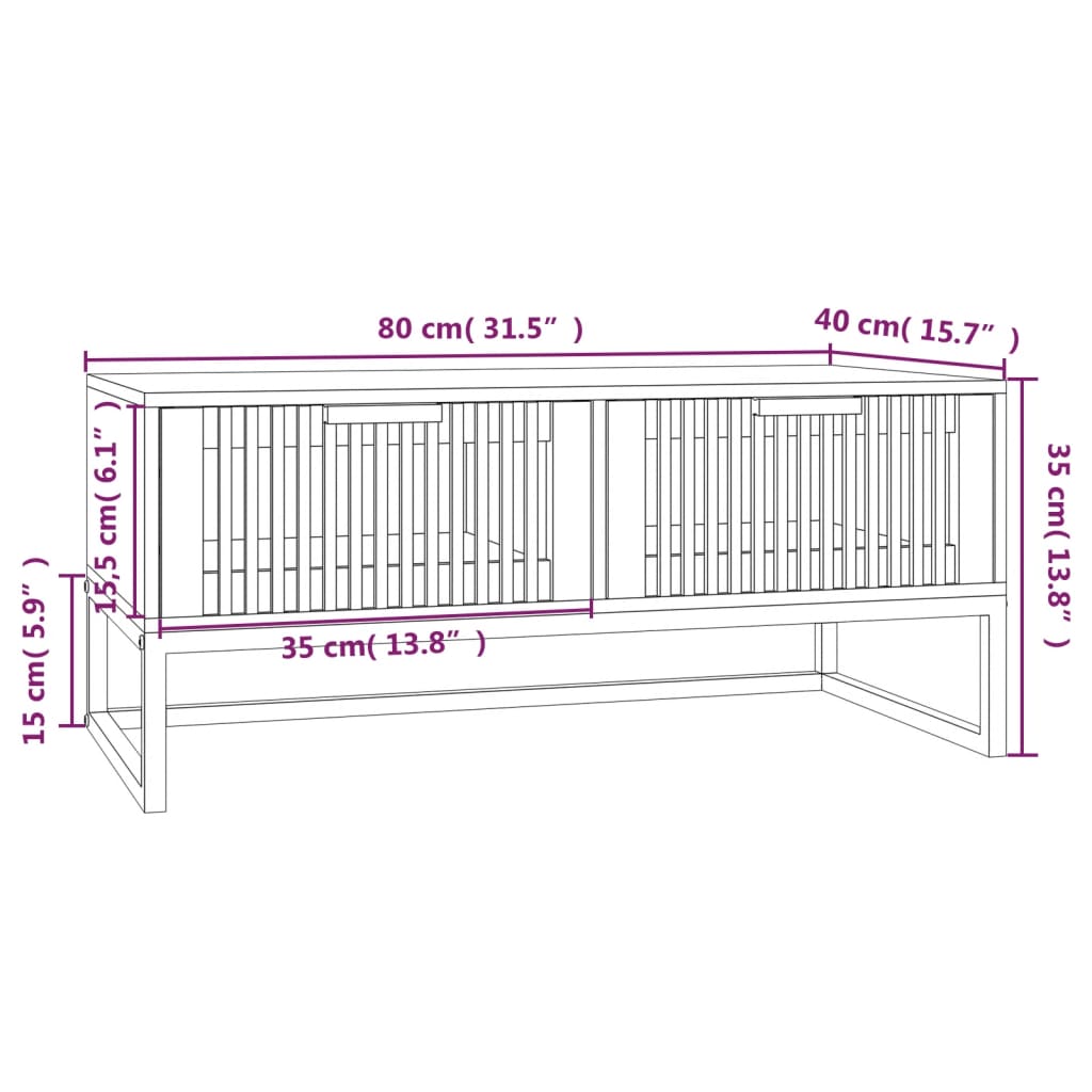 vidaXL Salontafel 80x40x35 cm bewerkt hout en ijzer wit