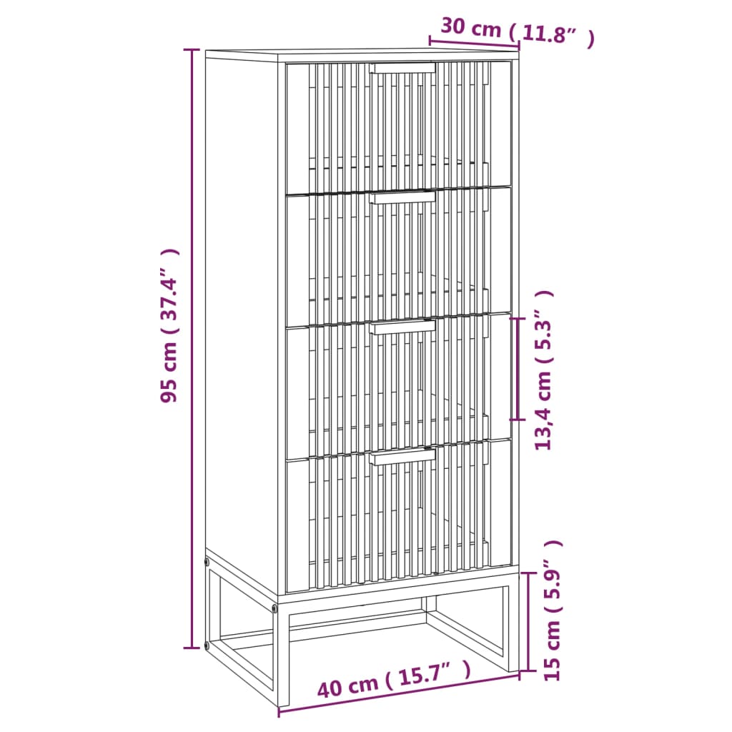 vidaXL Hoge kast 40x30x95 cm bewerkt hout