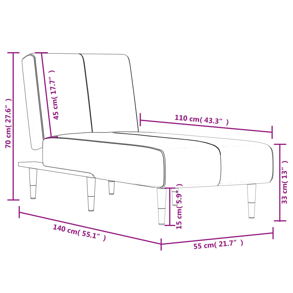 vidaXL Chaise longue fluweel lichtgrijs