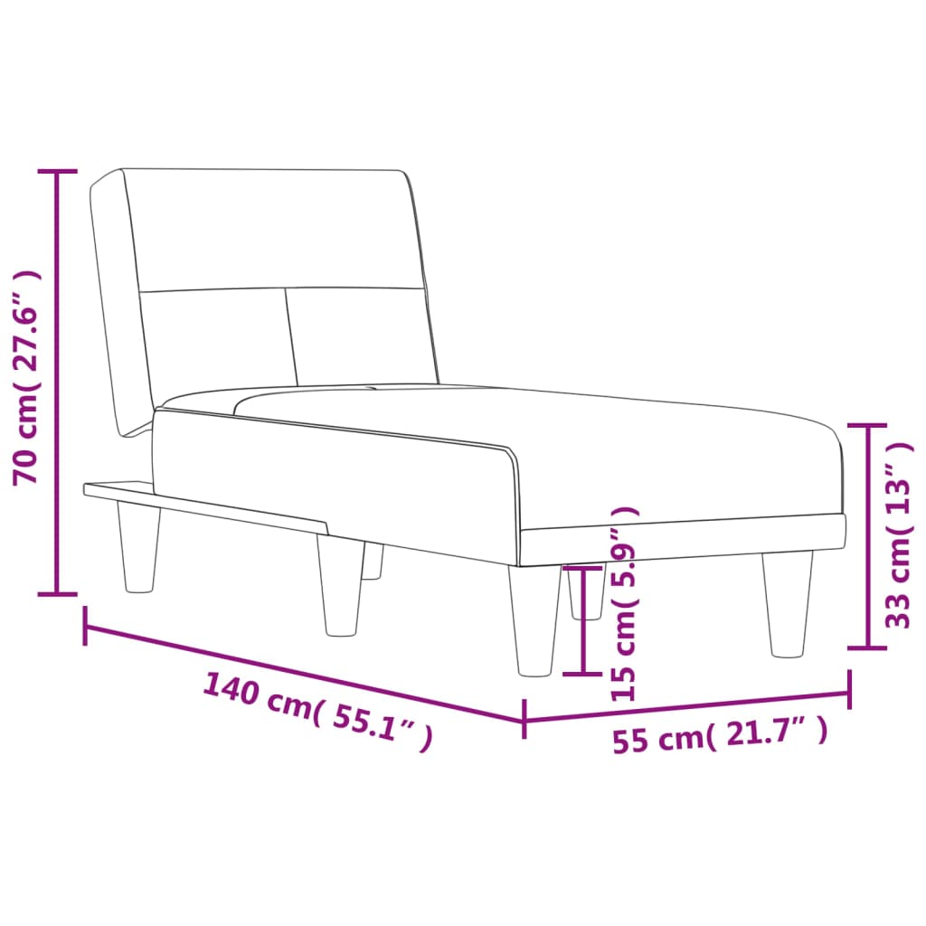 vidaXL Chaise longue stof lichtgrijs