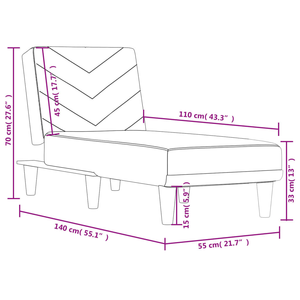 vidaXL Chaise longue stof lichtgrijs