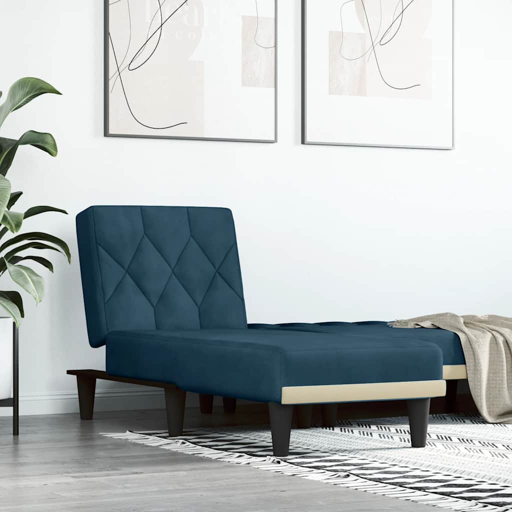 vidaXL Chaise longue fluweel blauw