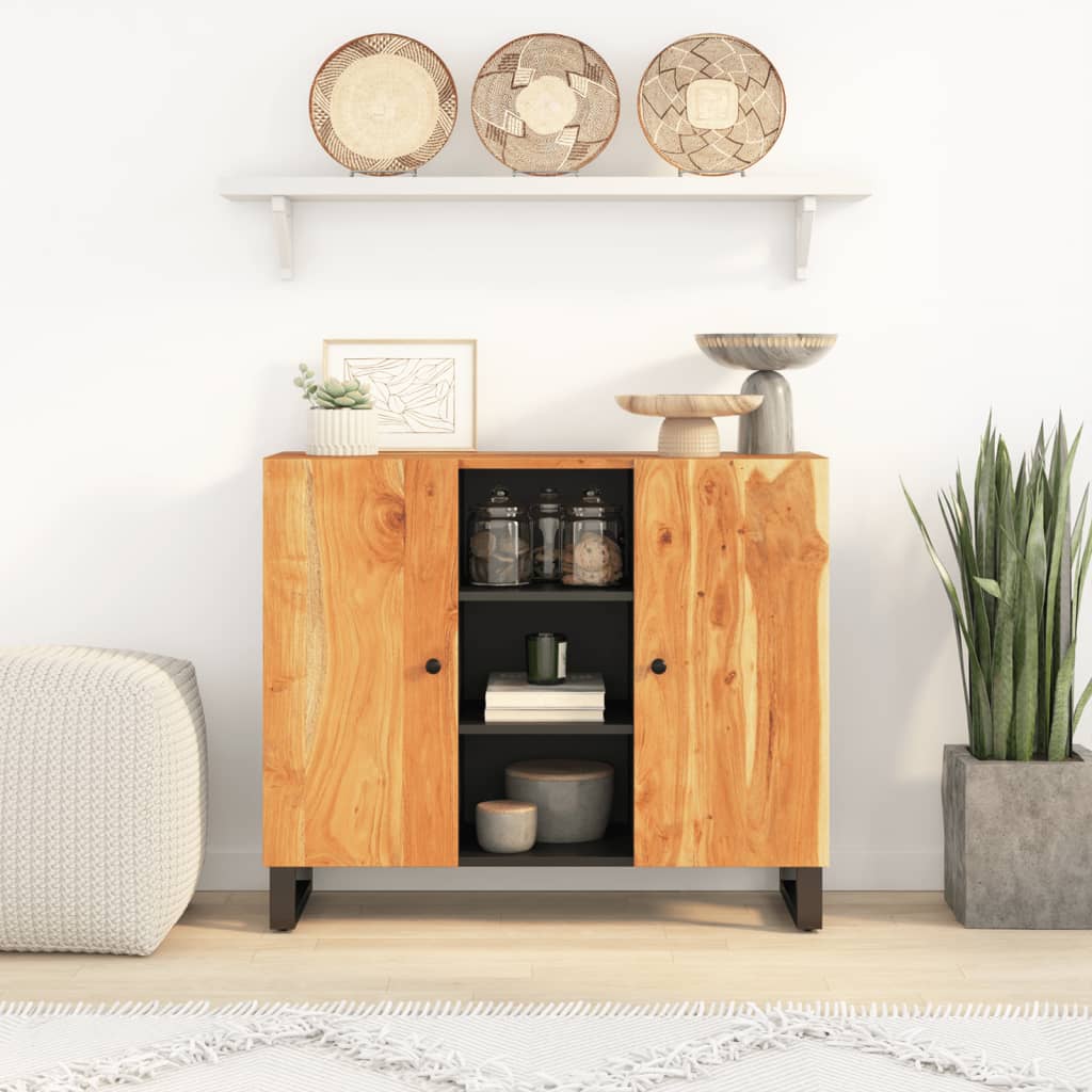 vidaXL Dressoir met 2 deuren 90x33x75 cm massief acaciahout