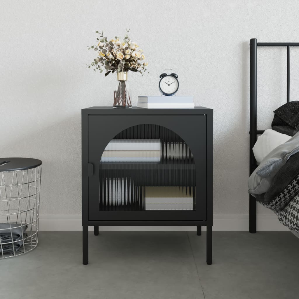 vidaXL Nachtkastjes 2 st 50x35x60 cm glas en staal zwart