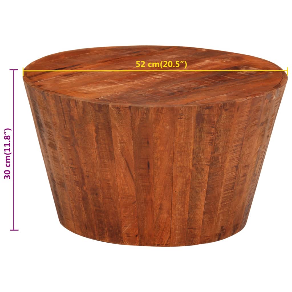 vidaXL Coffee table Ø52x30 cm solid rough mango wood