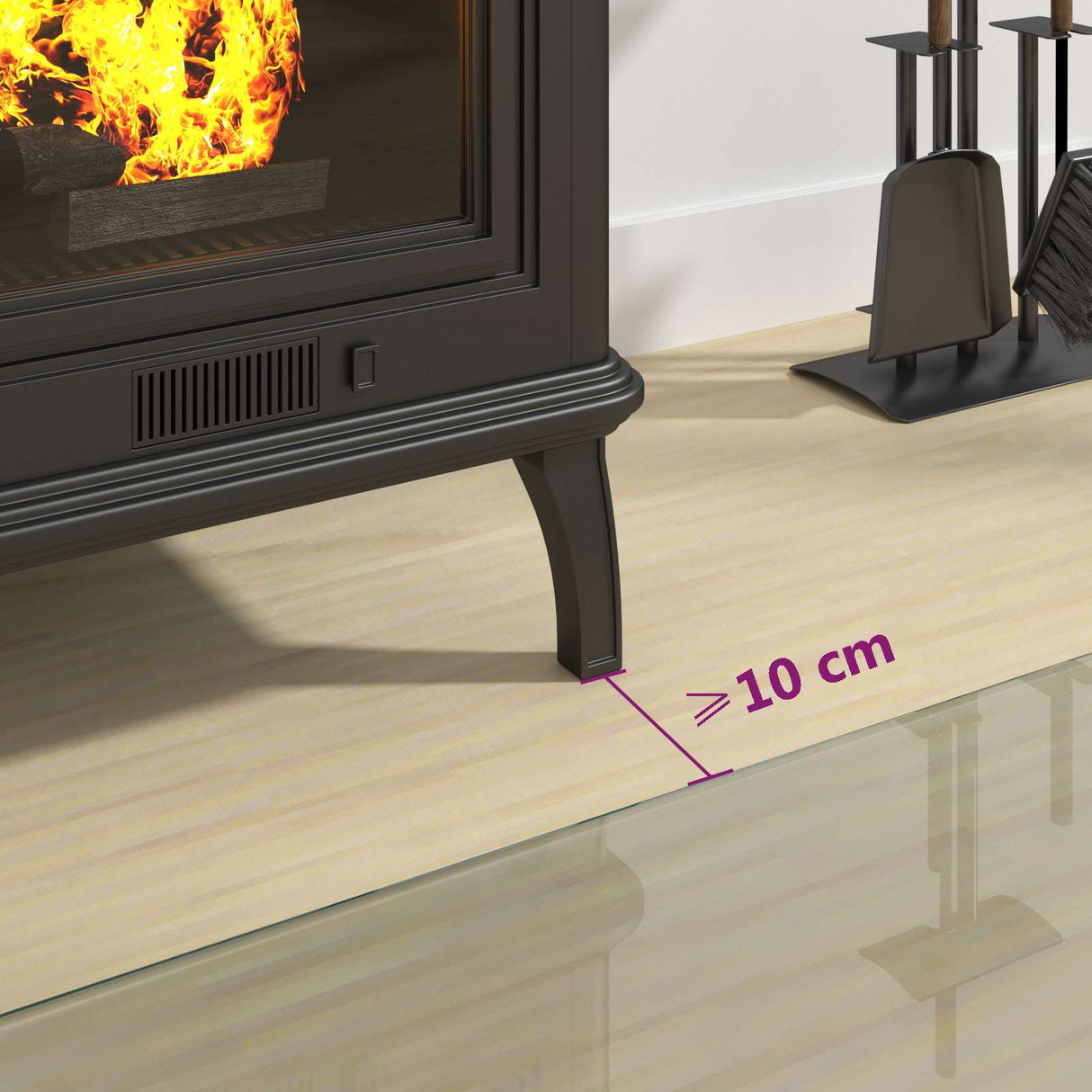 vidaXL Glazen haardplaat Doorzichtig 80 x 50 cm Glas