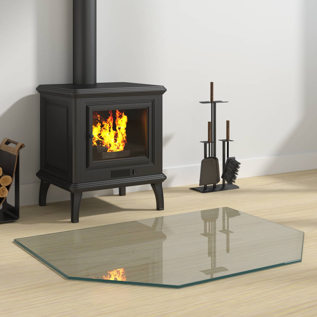 vidaXL Glazen haardplaat Doorzichtig 80 x 50 cm Glas