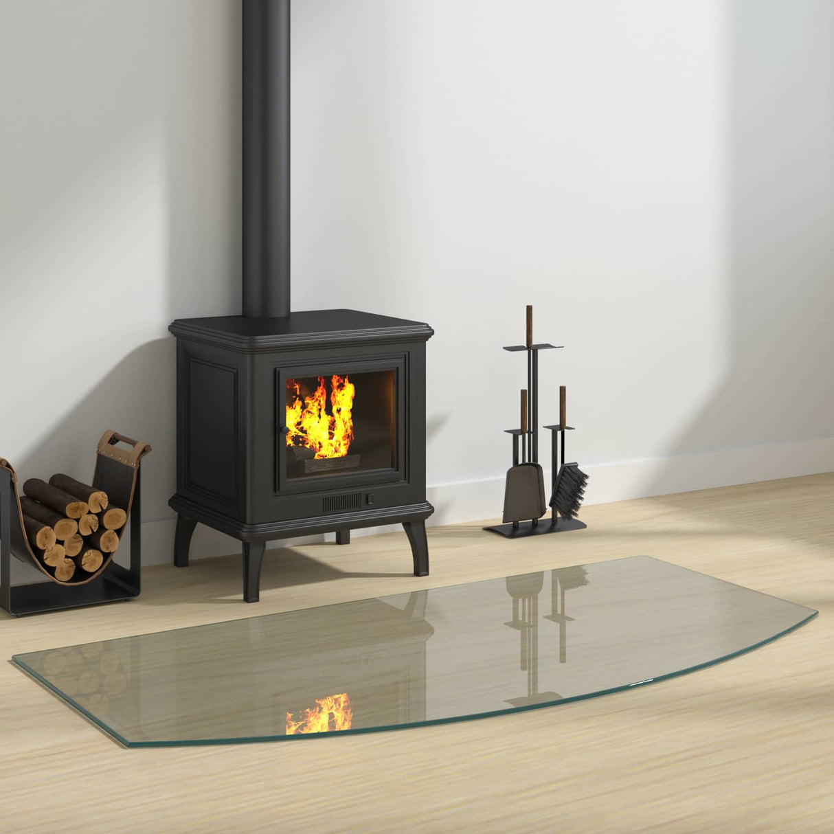 vidaXL Glass Fireplace Hearth Plate Clear 80 x 50 cm Glass