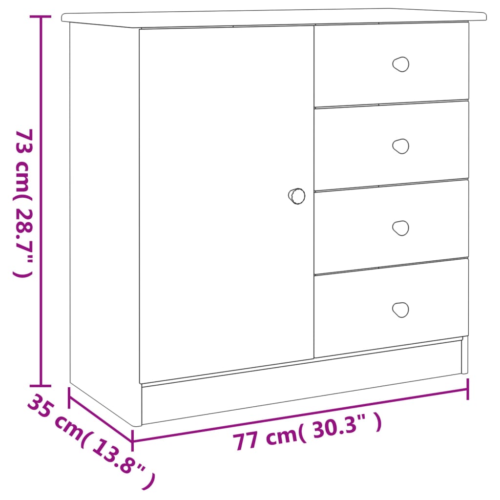 vidaXL Sideboard ALTA 77x35x73 cm solid pinewood white
