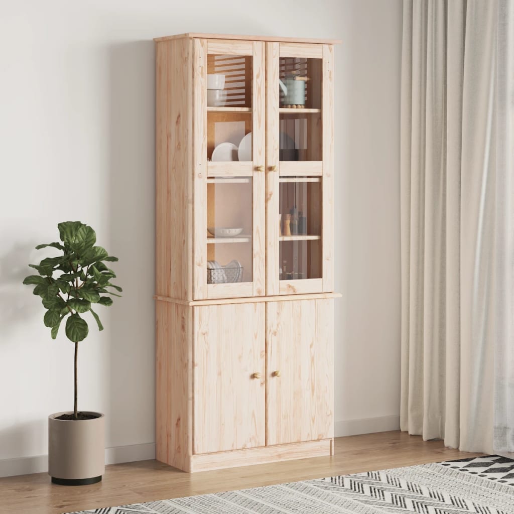 vidaXL Vitrinekast ALTA 77x35x186,5 cm massief grenenhout