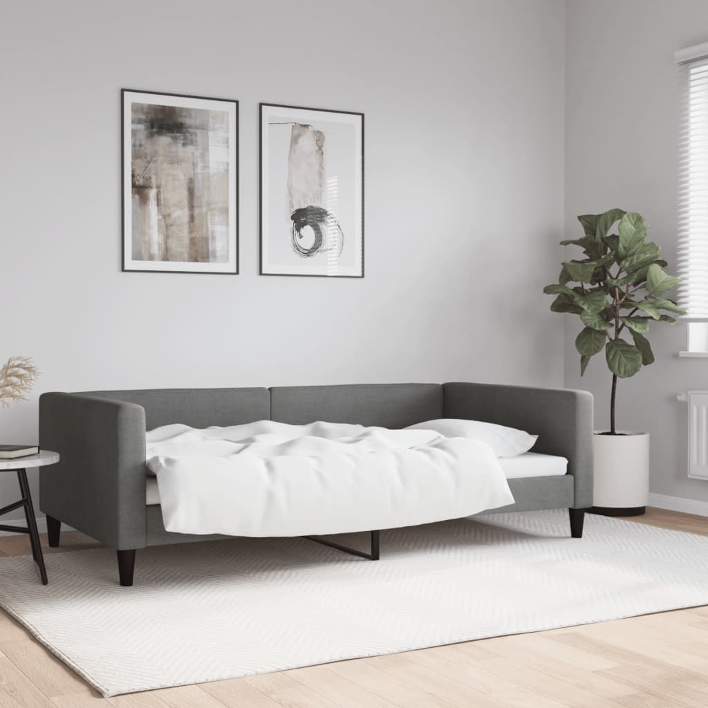 vidaXL Slaapbank 100x190 cm stof donkergrijs