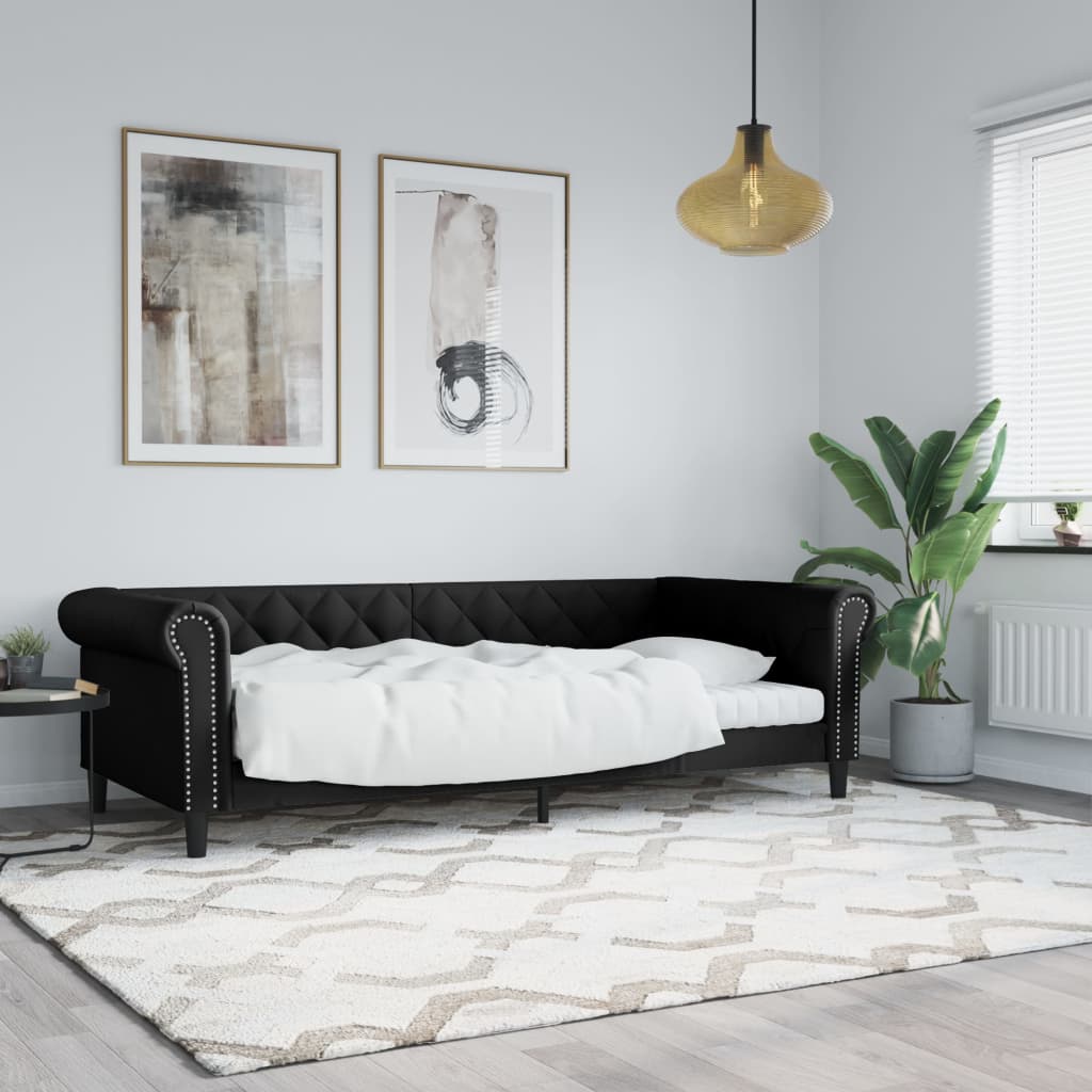 vidaXL Slaapbank met matras 90x200 cm kunstleer zwart
