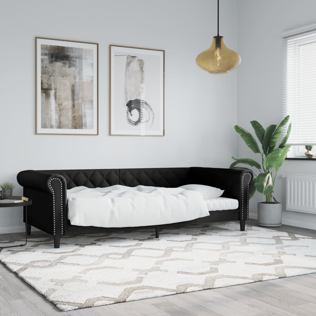 vidaXL Slaapbank met matras 90x200 cm kunstleer zwart