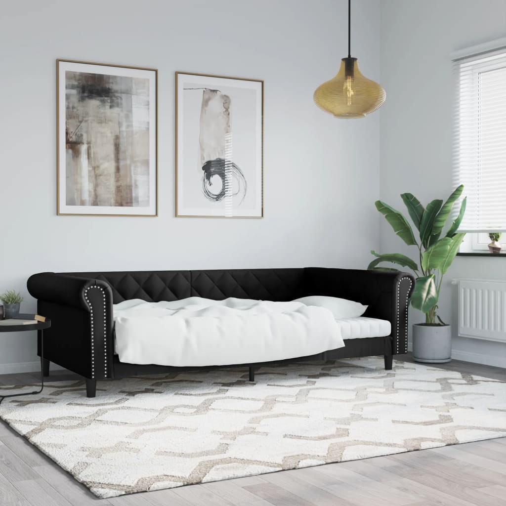 vidaXL Slaapbank met matras 90x200 cm kunstleer zwart