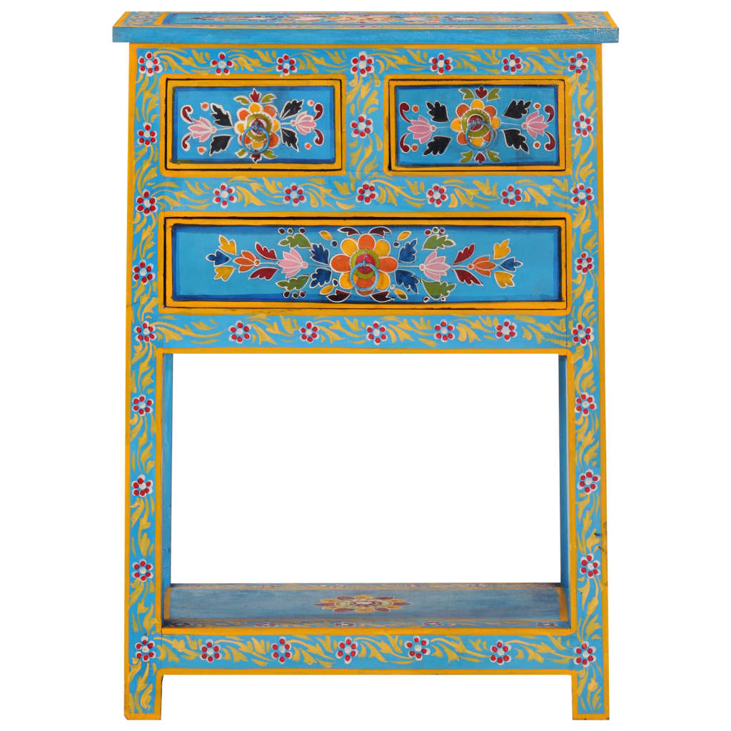 vidaXL Dressoir met lades handgeschilderd massief mangohout turquoise