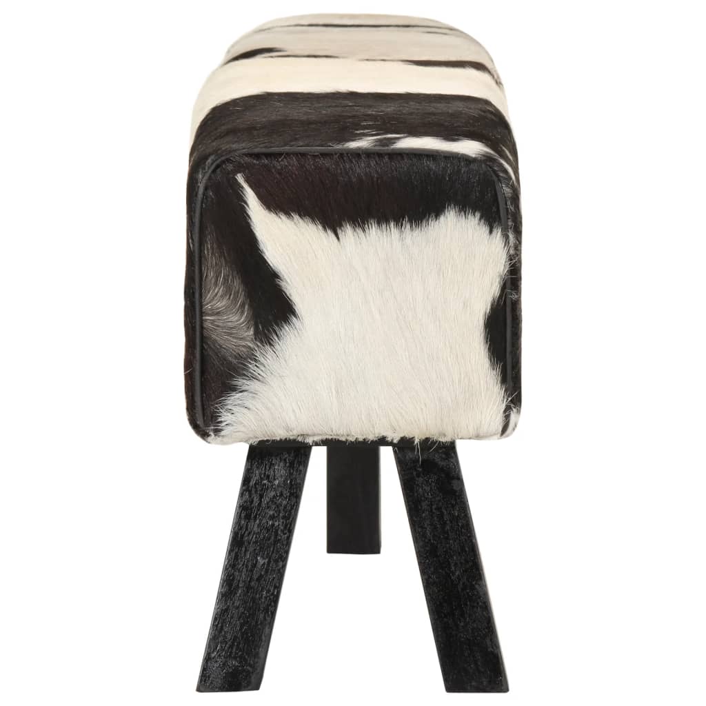 vidaXL Bankje 160x28x50 cm echt geitenleer bruin en wit