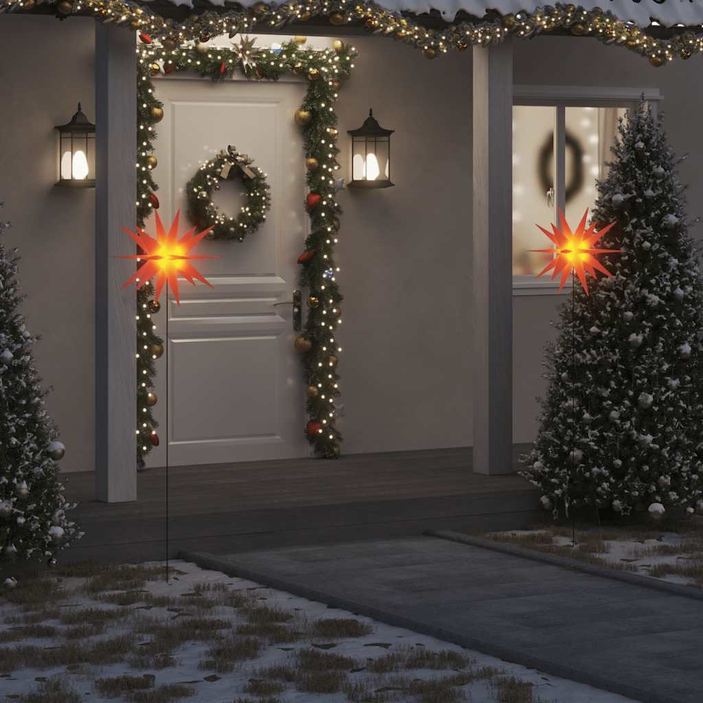 vidaXL Christmas Lights with Ground Spike and LEDs 3 pcs 57 cm Red