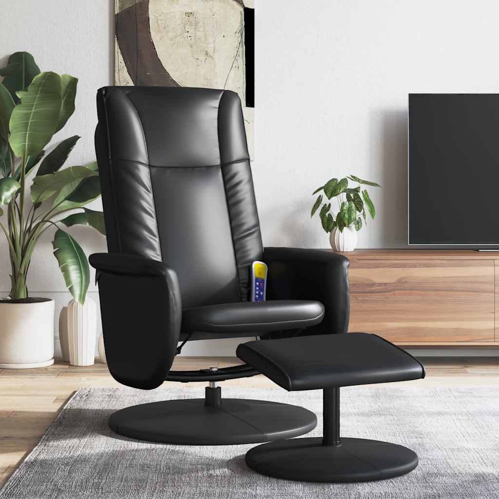 vidaXL Adjustable Massage Recliner with Footrest Faux Leather Black