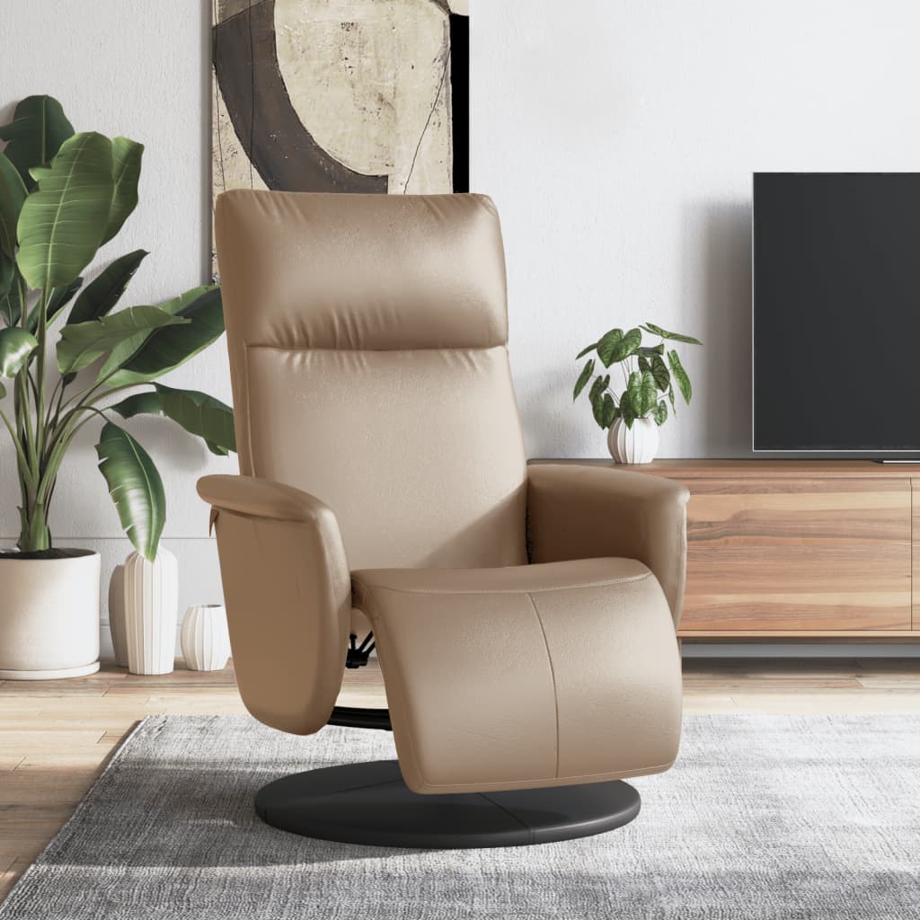 vidaXL Fauteuil verstelbaar met voetensteun kunstleer crèmekleurig