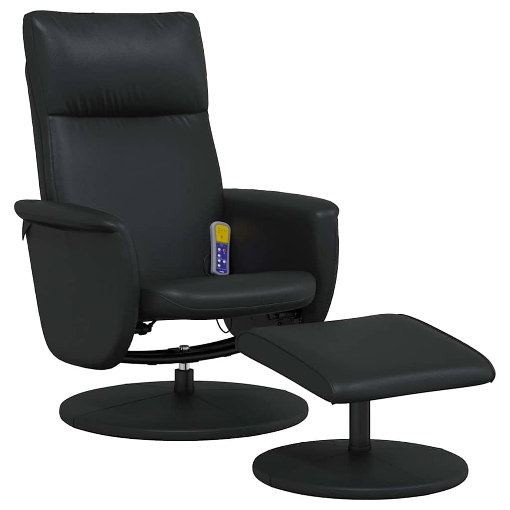vidaXL Adjustable Massage Recliner with Footrest Faux Leather Black