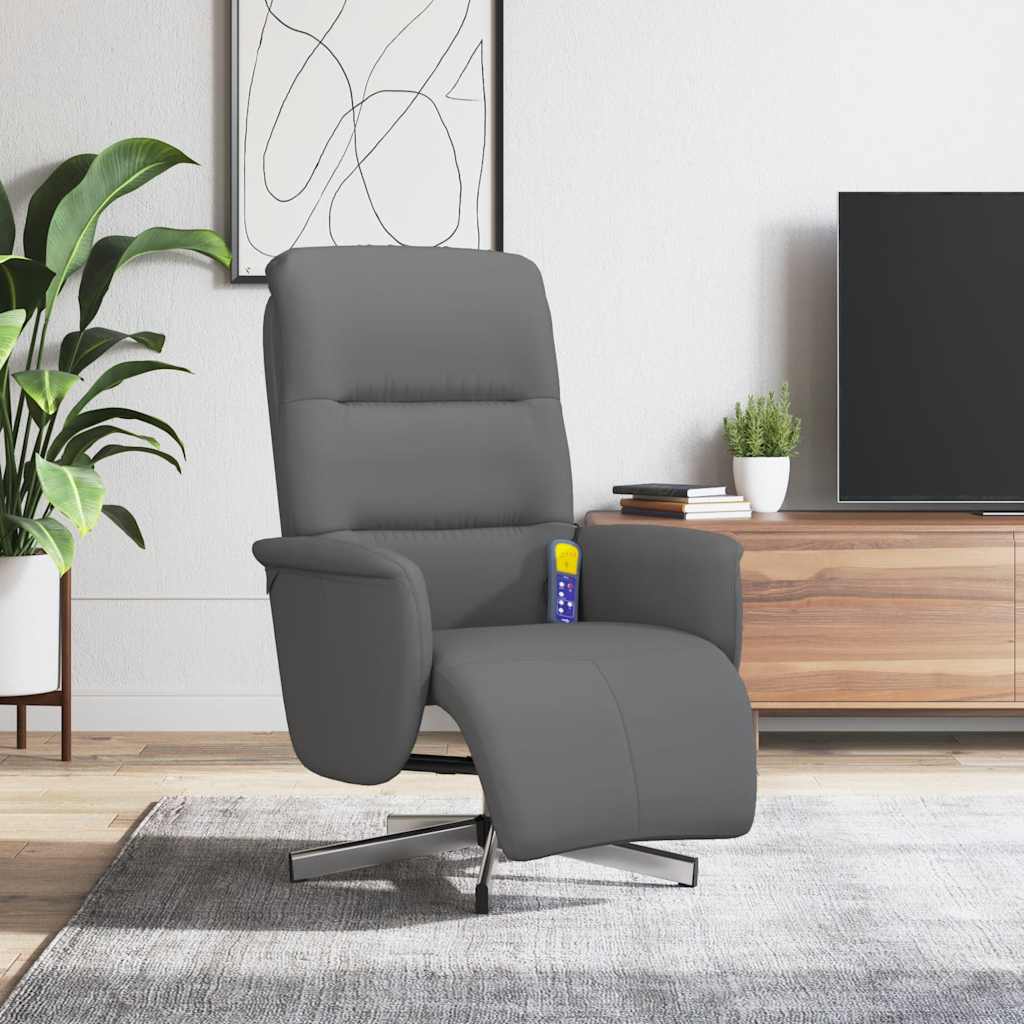 vidaXL Massagestoel verstelbaar met voetensteun stof lichtgrijs