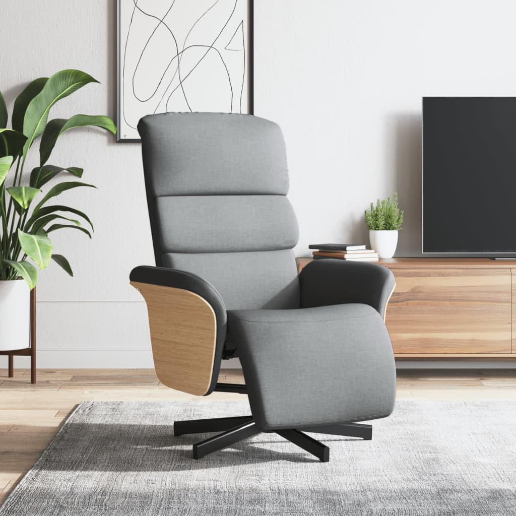 vidaXL Fauteuil verstelbaar met voetensteun stof lichtgrijs