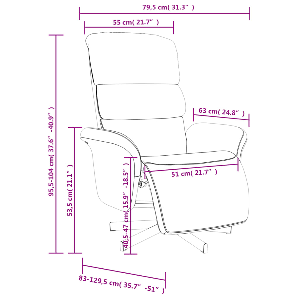 vidaXL Fauteuil verstelbaar met voetensteun stof lichtgrijs